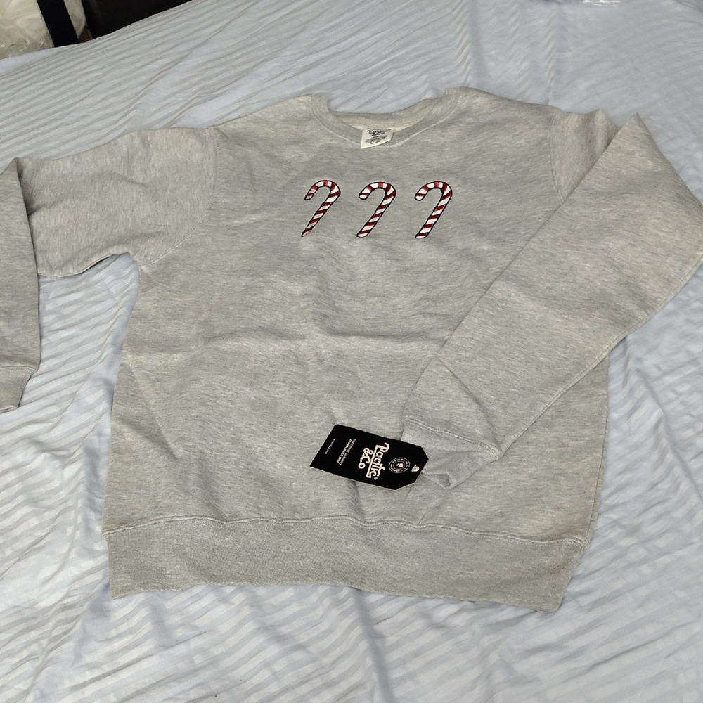Festive Gray Candy Cane Sweatshirt